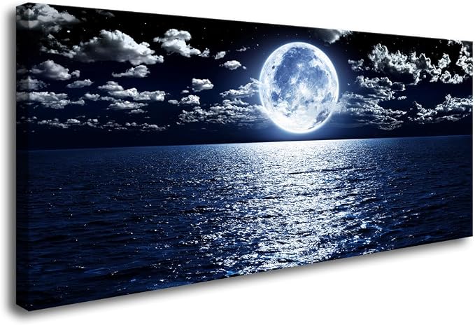 Cao Gen Decor Art S06975 Wall Art Canvas Prints Moon Sea Ocean Landscape 1