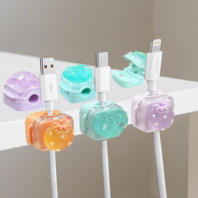 3Pack Magnetic Cable Clips for Nightstand, Adhesive Night-Glowing Cord Holder Organizer for Office Home Desk Wall Car (Strawberry)