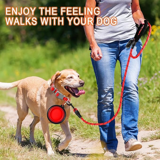 BARKBAY Dog Leashes for Large Dogs Heavy Duty Dog Leash 4/5/6 FT with Comfortable Padded Handle and Highly Reflective Threads for Medium Large Dogs Walking Training Running (6FT-1/2'',Red)