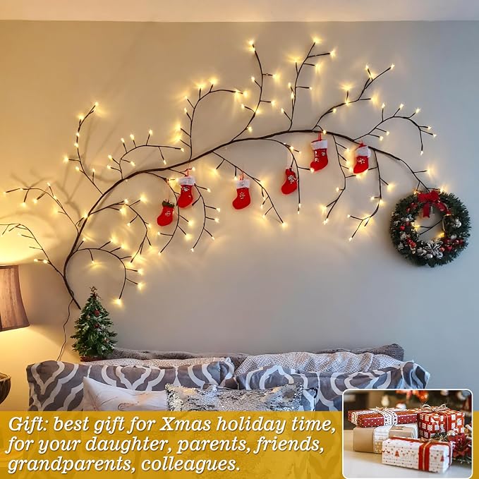 GOESWELL Smart Vine Light for Room Decor: 7.5ft 144 LEDs Music Timer Dimmable
