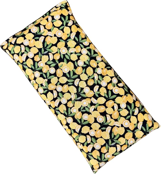 Large Microwave Heating Pad with Flax Seed, Scented or Unscented, Good for Back Pain or Cramps, Moist Heat Therapy or Ice Pack, Microwavable Bean Bag, 6" x 12" (Lemon, No Added Herbs)