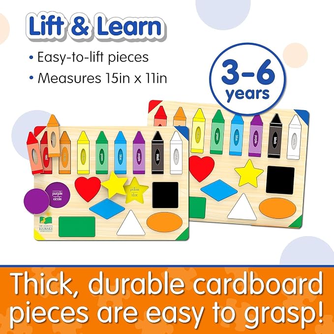 The Learning Journey: Lift & Learn Puzzle Colors & Shapes – Preschool Toys & Activities for Children Ages 3 and Up – Award Winning Educational Toy