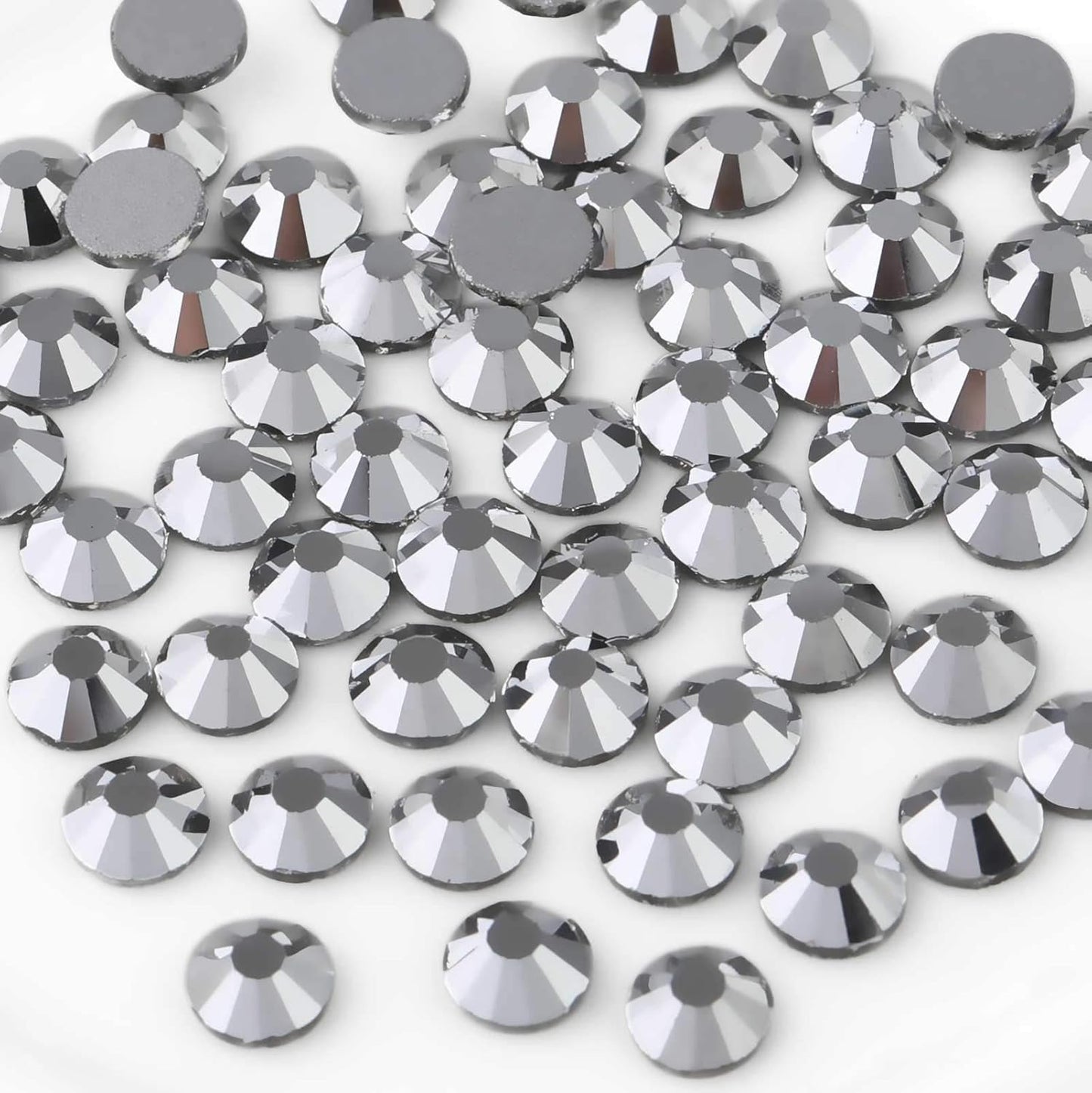 beadsland Flat Back Crystal Rhinestones Round Gems for Nail Art and Craft Glue Fix,Silver Hematite (1.3-1.4mm) SS3/1440pcs