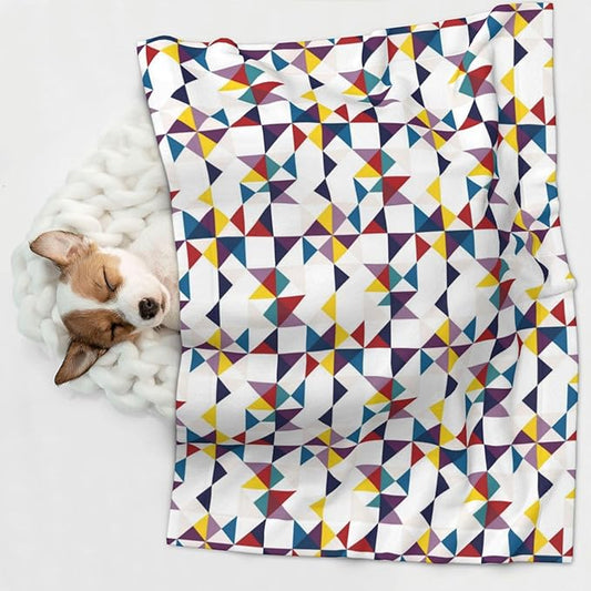 Reversible Plush Pet Blanket for Puppies Kittens, Red Black Classical Retro Houndstooth Pattern, Double Sided Gentle Dot Texture for New Pets Adjusting to Home Environment Softly
