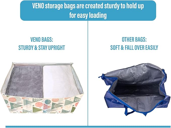 VENO 4 Pack Moving Bags and Large Christmas Decoration Storage Bins with lids. Alternative to Moving Boxes, Packing Supplies for College. Heavy Duty Totes (Pastel Forest, 4 Pack)