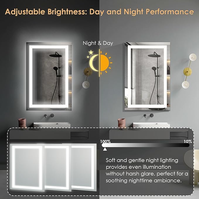 16×24 inches LED Bathroom Mirror, Bathroom Vanity Mirror