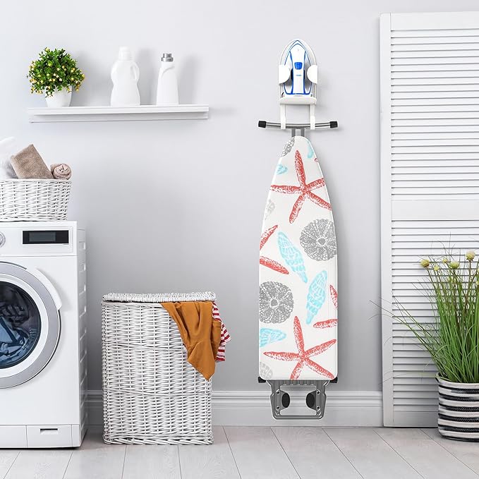 ORLESS Metal Large Ironing Board Holder Wall Mount, Ironing Board Hanger, Iron Board Holder, Iron Board Hook Wall Mount, for Laundry Rooms (White)