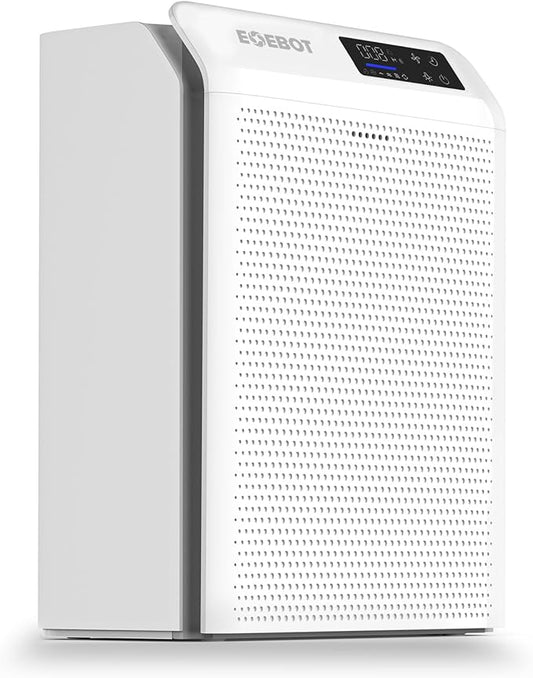Air Purifiers for Home Bedroom Large Room Up to 2,330 Ft², Air Purifier with Washable Pre-Filter, HEPA Air Filter, Sleep Mode, Air Quality Monitor, Upgraded Air Cleaner for Pet Hair Dust, Matte White