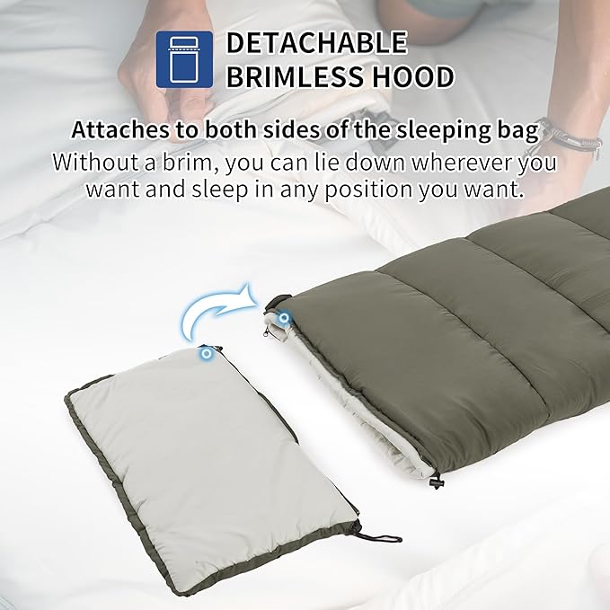 Naturehike 36-54℉ Camping Sleeping Bag for Adults, Spliceable Double Sleeping Bag 3 Seasons, Lightweight Waterproof Sleep Bags for Cold&Warm Weather
