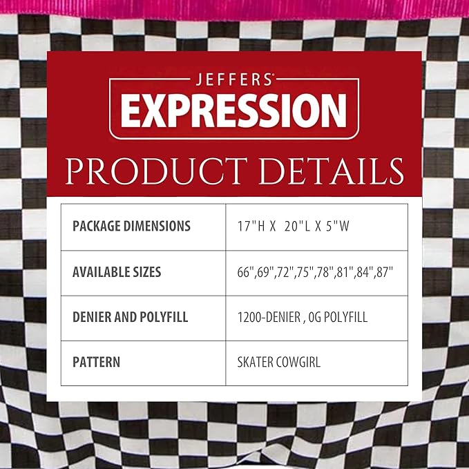 Jeffers Expression 1200 Denier Standard Neck Turnout Sheet, Skater Cowgirl, 69"- Waterproof, Breathable Horse Sheet with 0g Polyfill, No Insulation - Ideal Protection for Wind & Rain, Light Weight