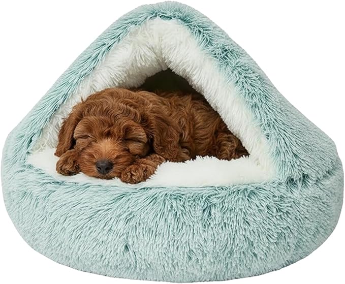 Dog Bed, Dog Bed with Cover Cave, Dual Comfort Design, Pet Bed for Small/Medium/Large Cats and Dogs, Anxiety Relief, Durable & Chew-Proof, Improves Sleep & Behaviour (Green, 32in)