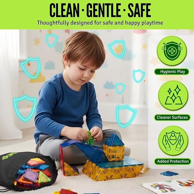 Magnet Tiles for Kids 136 PCS with 2 Cars Bases, STEM Magnetic Tiles for Toddlers, Educational Learning Toys for Ages 3-12, Magnetic Building Tiles for Preschool, Creative Play Set for Kids
