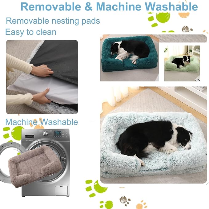 Dog Beds Large Sized dog Orthopedic, Sofa Dog Bed with Waterproof Lining and Nonskid Bottom, Rectangle Washable Dog Bed for Medium Small Dogs and Cats Comfortable ( Color : Brown2 , Size : 17 x 15" )