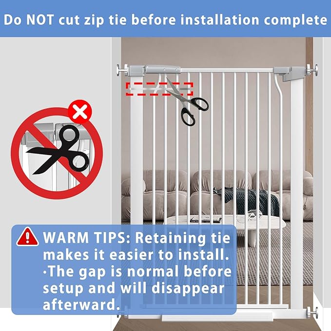 72.2"-76.7" Extra Wide Baby Gate, 40.5" Tall Dog Gate Indoor,Walk Through Pet Gates for Doorways Kitchen No Drilling Auto Close Pressure Mounted Safety Child Toddler Gate, White