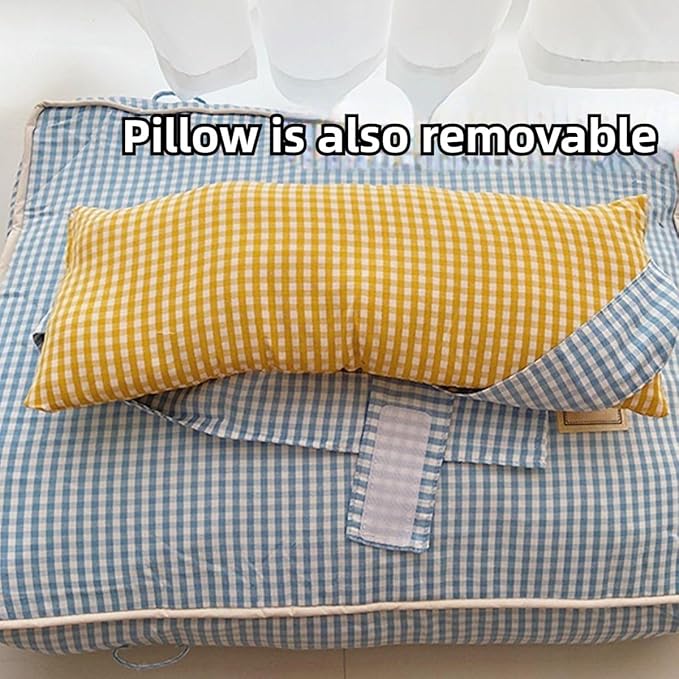 Dog Bed for Small Dogs, Dog Mattress with Pillow for Crate Kennel, Sofa Dog Bed, Super Soft Pet Bed for Medium, Small Dogs Breeds,Pet Bed Puppy Bed,Beds & Furniture (Yellow,Large)