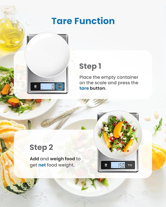 RENPHO Smart Food Kitchen Scale, Food Weight Scale with Nutritional Calculator, Digital Food Scale Grams and Ounces for Weight Loss, Calorie, Macro and Cooking, Stainless Steel