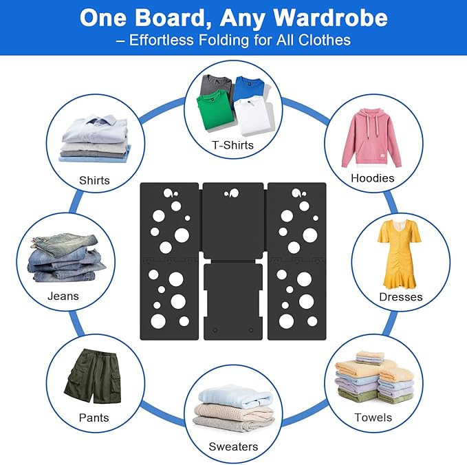 BoxLegend V5 Shirt Folder Board T-Shirt Folding Helper Laundry Liners Sorter for Clothing Durable Plastic, Black