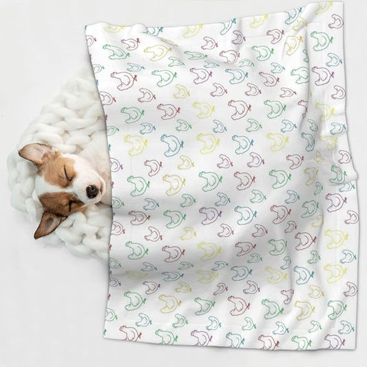 Dog and Cat Blanket in One, Hens Chicken Rainbow, Double Sided Plush Throw with Raised Dot Pattern on One Side and Flat Velvet on Other for Variety