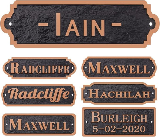 Acrylic Horse Stall Name Plate, 2.4" x 8" Personalized Stall Signs, UV Protected, Custom Pet Name Sign, All Weather Adhesive, Mounting (Antique Copper, Style 4)