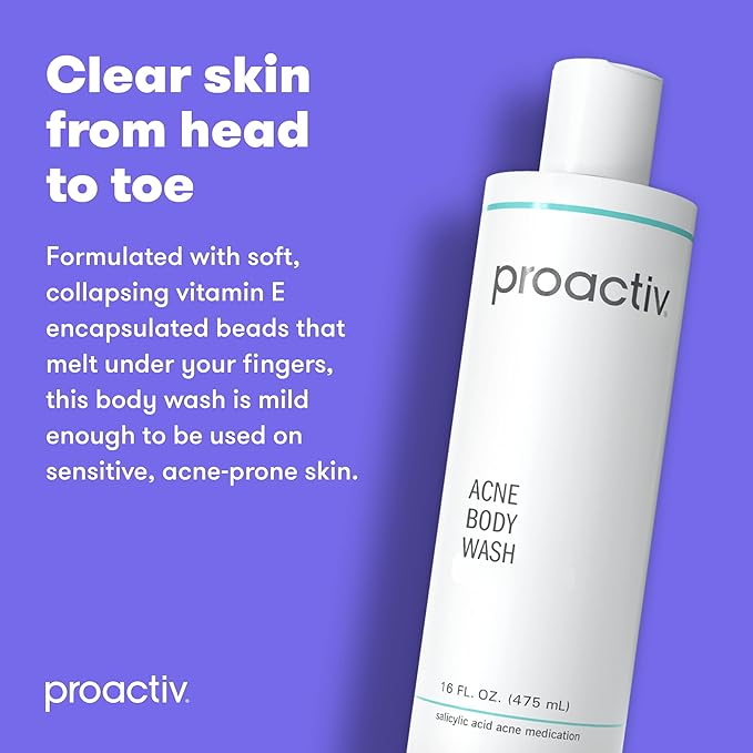 Proactiv Acne Body Wash, Gentle All-Over Cleanser, Unclogs Pores and Clears Blemishes, Salicylic Acid & Glycolic Acid Formula, Soothing Complex of Shea Butter, Vitamin E & Aloe Vera Extract, 16 Fl Oz