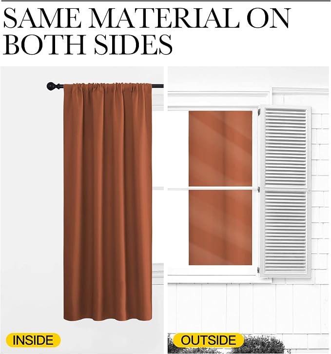 NICETOWN 2 Panels Blackout Curtains, Rod Pocket Thermal Insulated Drapess