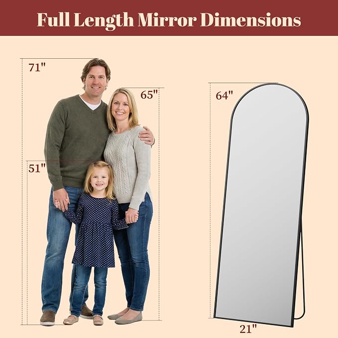 Suidia 65"x22" Arched Full Length Mirror