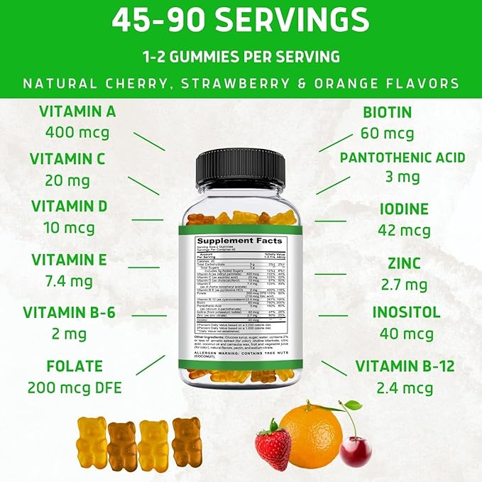 Kids Vitamins | 45-90 Day Kids Multivitamin Gummies | Gummy Vitamins with Vegetarian, Non-GMO & Gluten Free Ingredients | Multivitamin for Kids | Vitamins for Kids | Toddler Vitamins | 90 Ct