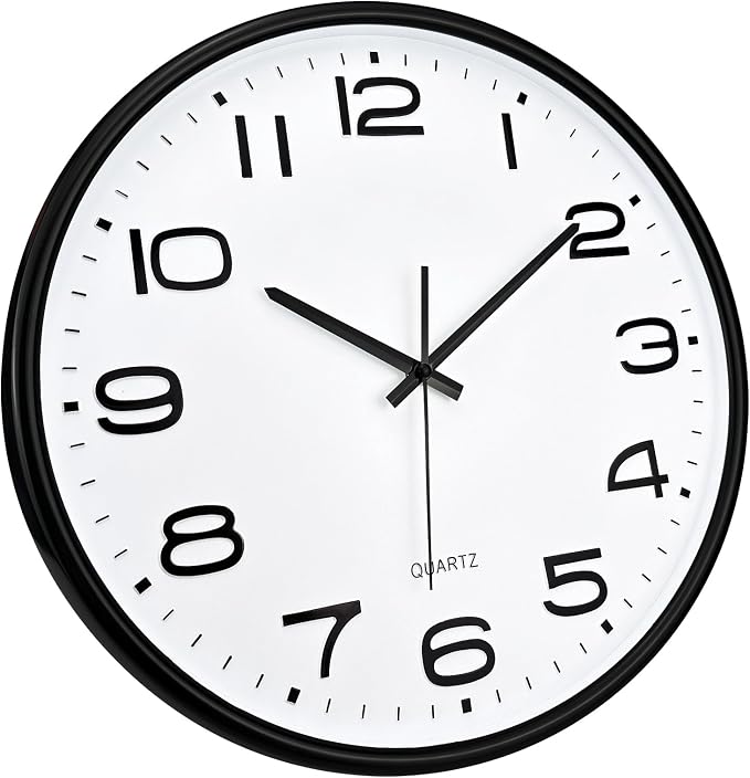 Plumeet 16'' Extra Large Wall Clock, Battery Operated Wall Clocks Silent