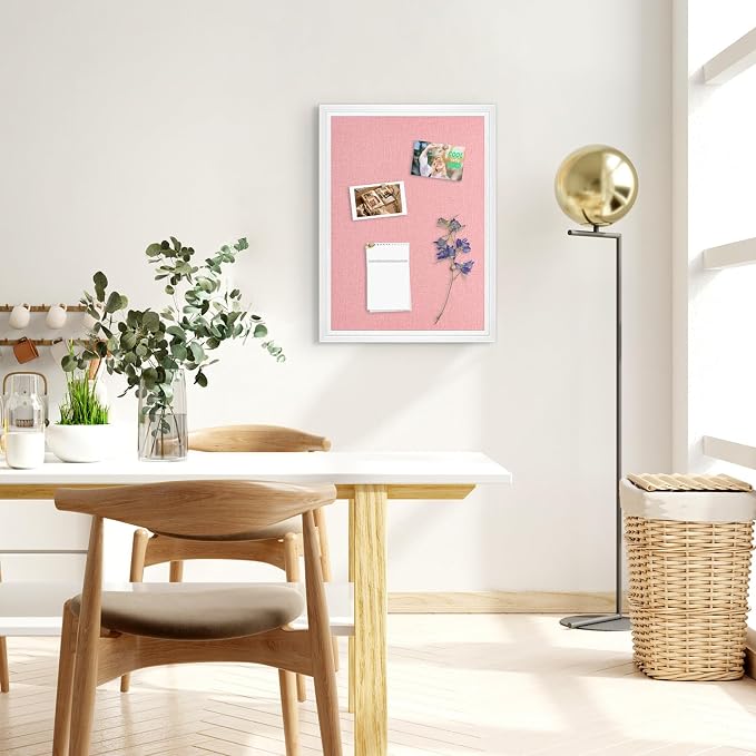 Large Pink Cork Board with Linen, Picture Display Vision Board Corkboards