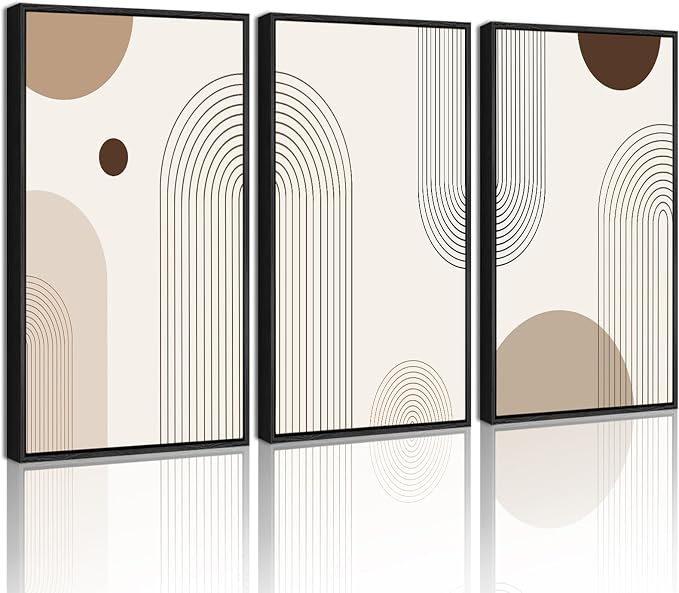 PHOPAGO Boho Wall Art Minimalist Bohemain Framed Wall Printing 16x24in Abstract