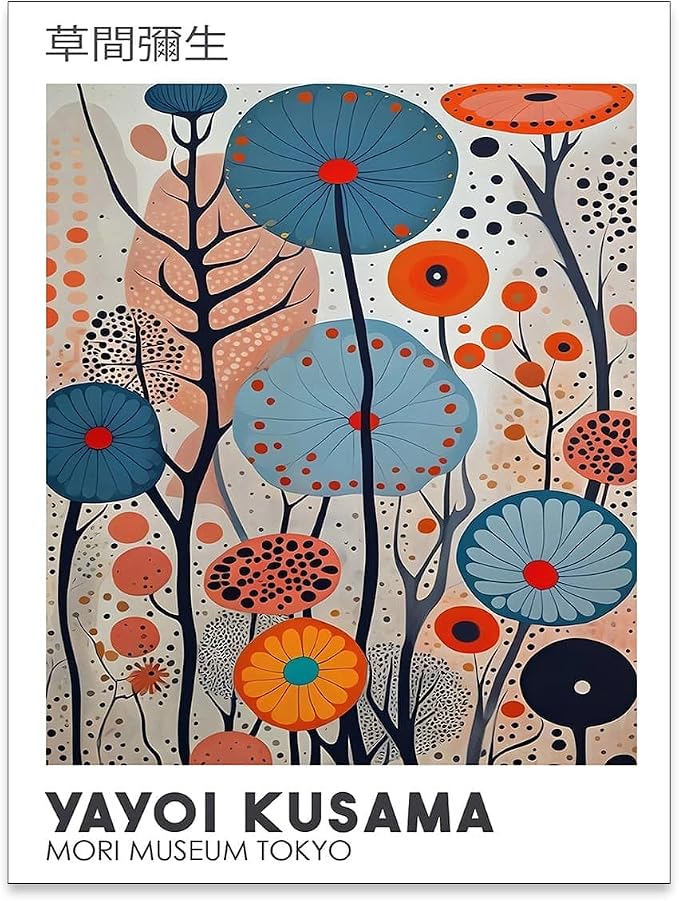 Yayoi Kusama Canvas Wall Art Vintage Japanese Painting Posters Tokyo Aesthetic