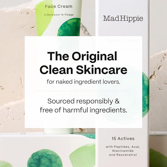 Mad Hippie Face Cream – Age-Defying Face Moisturizer & Skin Tightening Cream with Niacinamide, Advanced Peptides & Argan Oil (1.02 Oz)
