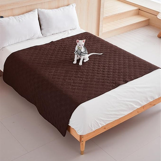 GIBZ Waterproof Dog Bed Blanket Cover Anti Slip Pet Furniture Protector Washable Large Washable Quilted Mat for Indoor, Coffee, 200x305cm