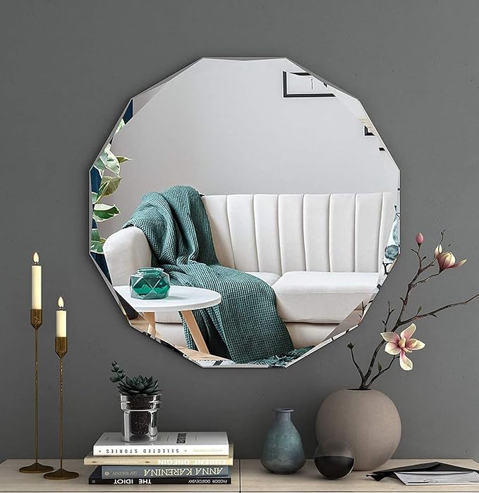 Bathroom Mirrors for Over Sink, Round Frameless Mirrors for Wall, 20x20 Inch