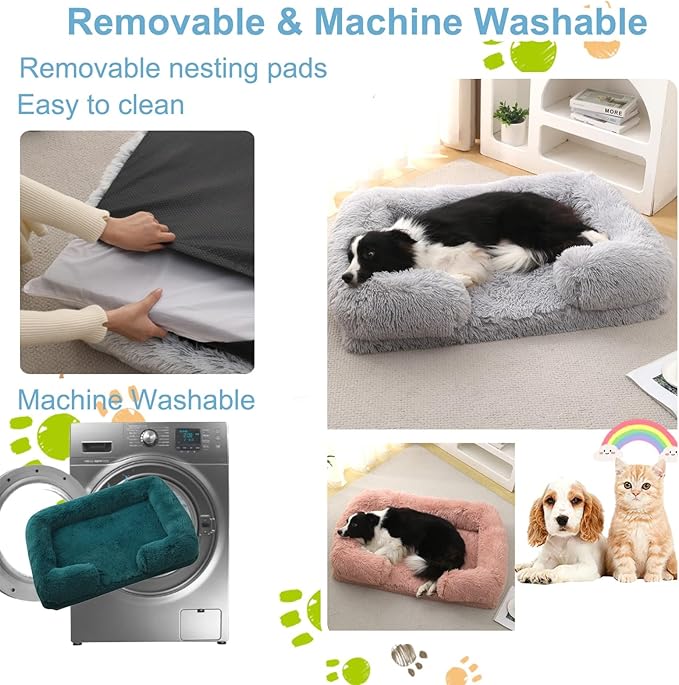Dog Beds Large Sized dog Orthopedic, Sofa Dog Bed with Waterproof Lining and Nonskid Bottom, Rectangle Washable Dog Bed for Medium Small Dogs and Cats Comfortable ( Color : Blue1 , Size : 23 x 18" )