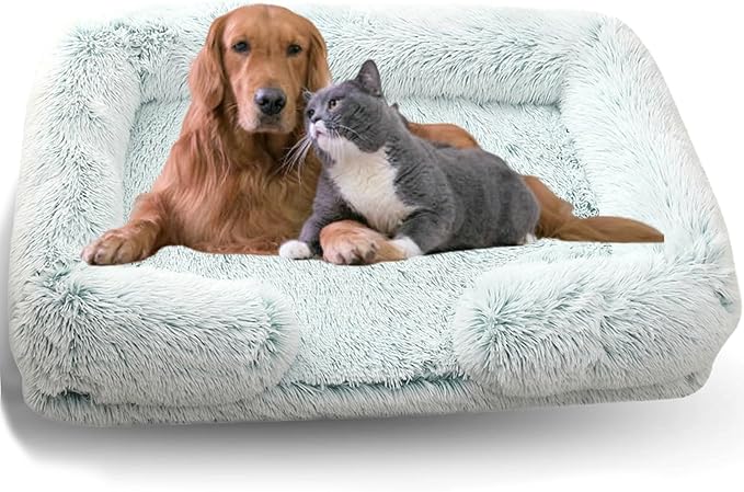 Dog Beds Medium Large Size Dog, Calming Dog Bed with Removable Washable Cover, Waterproof Lining and Nonskid Bottom(Gradient-Green,S)