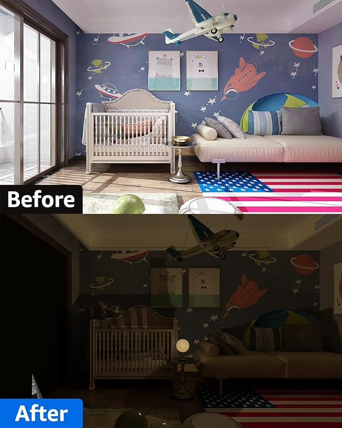 Sumobaby Blackout Curtains for Bedroom 35"x84" Portable No Drill Black Out Window Cover with Upgraded Hook&Loop Tapes,100% Blackout Shades,Thermal Insulated Blinds for Bedroom,Nursery(1 Panel,Black)