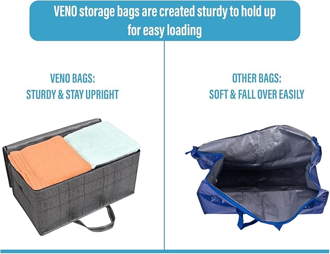 VENO 10 Pack Moving and Storage Bags, Heavy Duty, Alternative to Moving Boxes, Large Packing Totes Supplies for College Dorm Room with Zipper for Clothes, Wide Open Design (Windowpane, 10 Pack)
