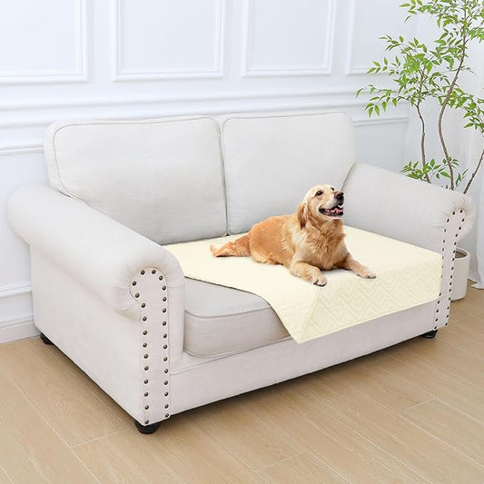 hyha Waterproof Dog Blanket, Soft Dog Bed Cover Pet Blankets, Waterproof Sofa Couch Cover for Dogs Washable, Reversible Pet Couch Covers for Sofa Furniture (30x53 Inch, Beige/Beige)