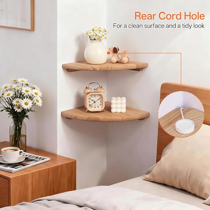 Gieanoo Corner Floating Shelf 7inch Solid Oak Wood Floating Corner Shelf