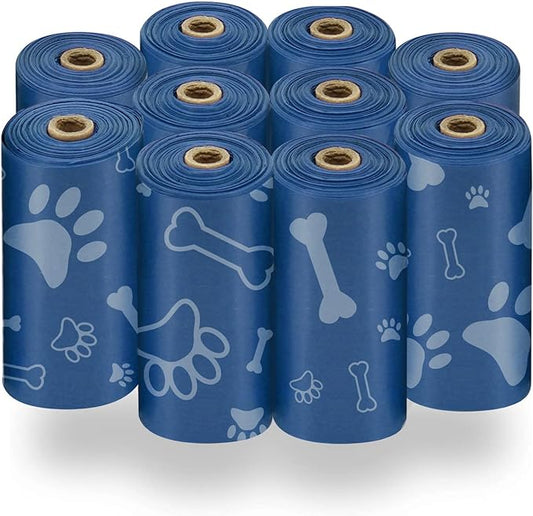 Best Pet Supplies Dog Poop Bags (150 Bags) for Waste Refuse Cleanup, Doggy Roll Replacements for Outdoor Puppy Walking and Travel, Leak Proof and Tear Resistant, Thick Plastic - Loyal Blue