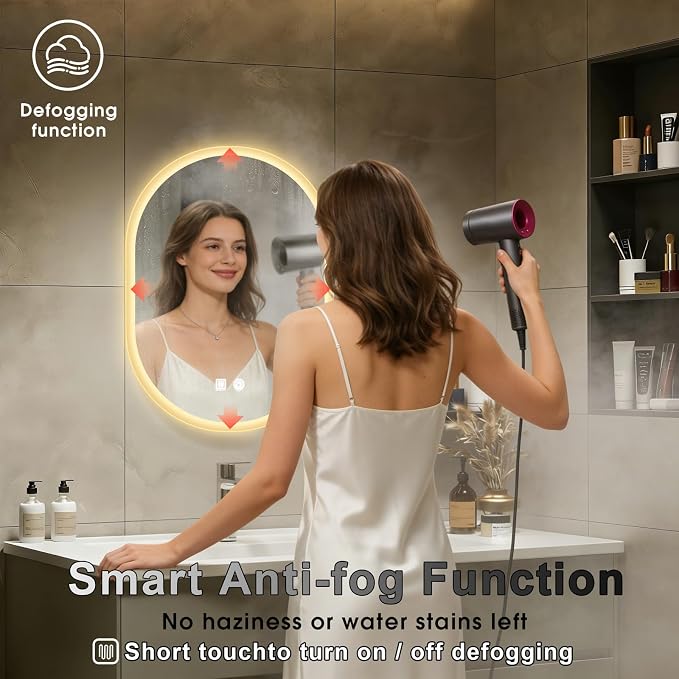 16x24 LED Bathroom Mirror with Lights Oval, Lighted Bathroom Vanity Mirror