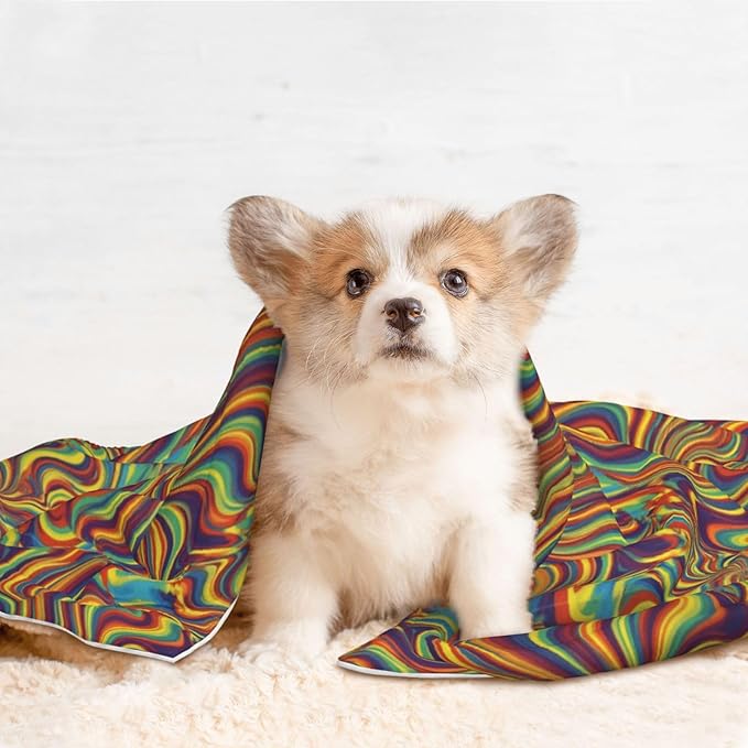 Reversible Pet Blanket for Sofa Protection Pet Comfort, Psychedelic Infinity, Double Sided Design with Cozy Nubby Nap Side and Durable Smooth Play Side