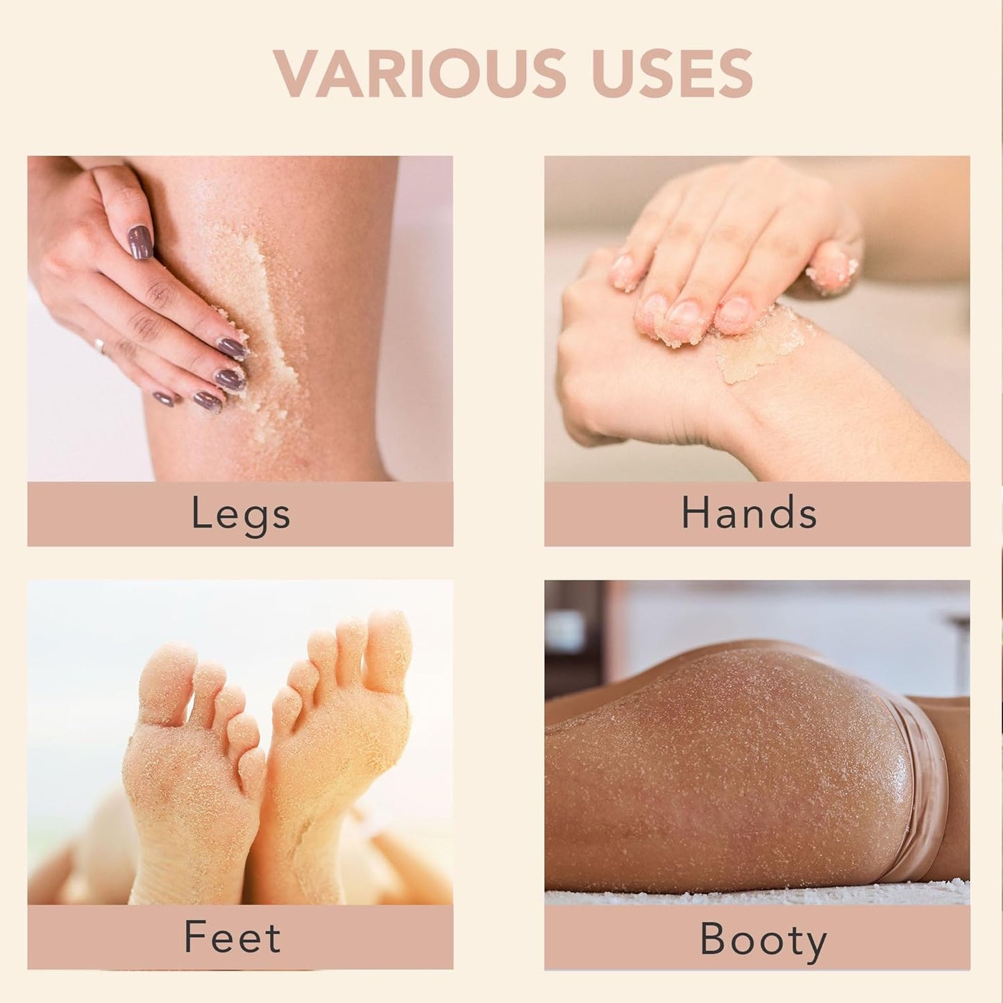 Organic Vanilla Coconut Body Scrub - USA Made Sugar Scrub with Natural Ingredients, Moisturizing Body & Foot Exfoliator for Dry and Sensitive Skin, Removes Dead Skin Cells & Reduces Ingrown Hair
