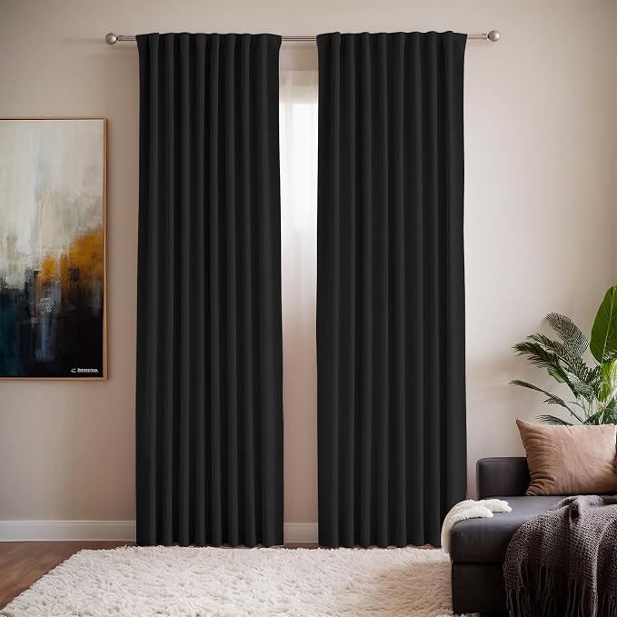 Black Out Curtains for Bedroom Windows 52 x 90 Inch Long 2 Panels
