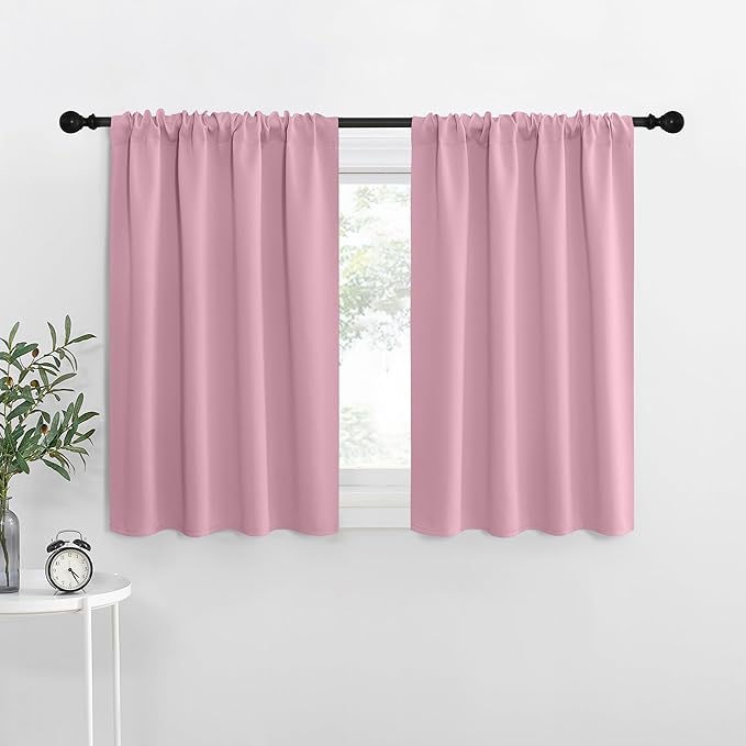 NICETOWN Kitchen Curtains, Rouge Pink, Short Blackout Curtains & Drapes