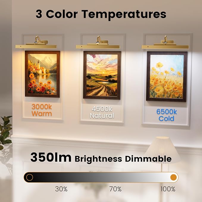 Picture Light Wall Sconce, 4400mAh Rechargeable Wireless Battery Lighting