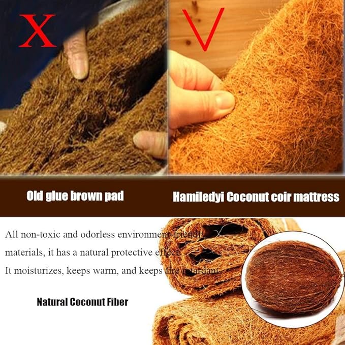 Hamiledyi Reptile Carpet Natural Coconut Fiber Tortoise Carpet Mat for Pet Terrarium Liner Reptile Supplies for Lizard Snake Chameleon Turtle Bedding Bunny Rabbit Mat (2 x Sheets)