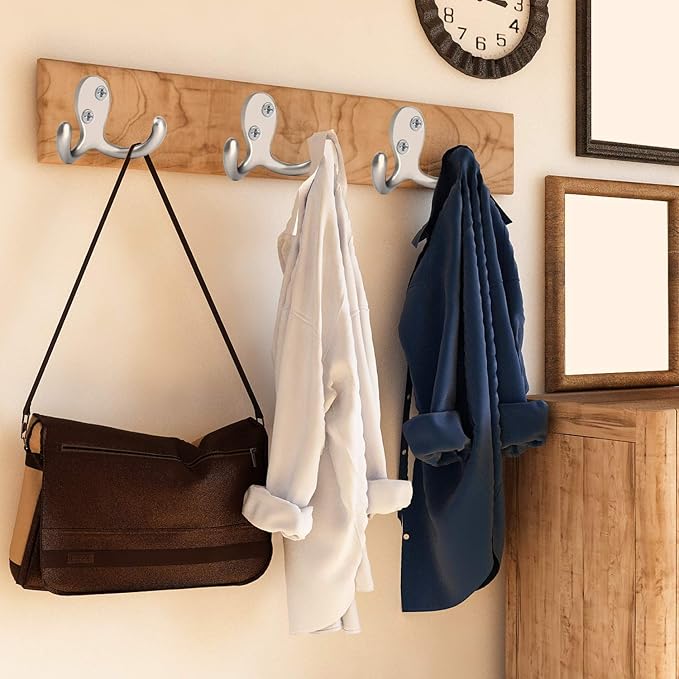 IBosins 16 Pack Heavy Duty Double Prong Coat Hooks Wall Mounted