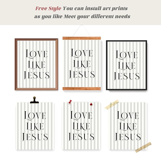 LARTSFRO Coquette Black Bow Jesus Wall Art Decor Posters, Inspirational Bible